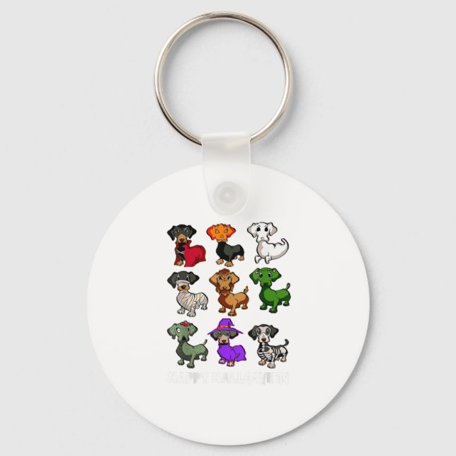 Dachshund Dogs Halloween Happy Halloween Key Ring (Front)