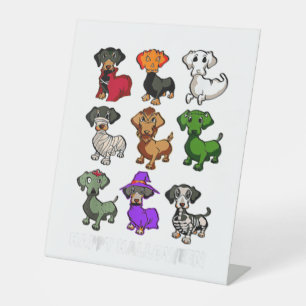 Dachshund Dogs Halloween Happy Halloween Pedestal Sign