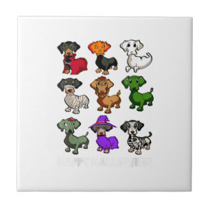 Dachshund Dogs Halloween Happy Halloween Tile