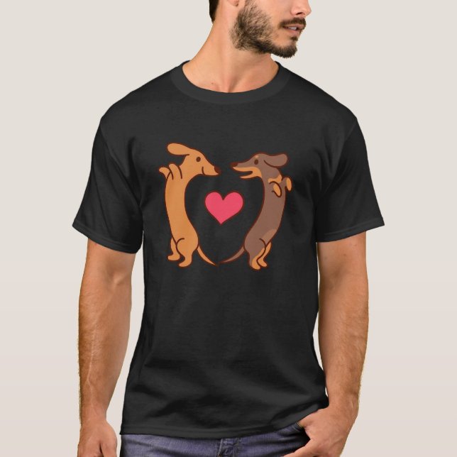 Dachshund Dogs Heart Wiener Valentines Day Men Wom T-Shirt (Front)