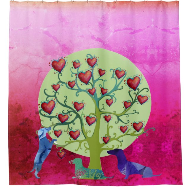 Dachshund  Dogs hearts Art  Shower Curtain (Front)