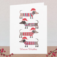 Dachshund Dogs in Santa Hats Christmas 