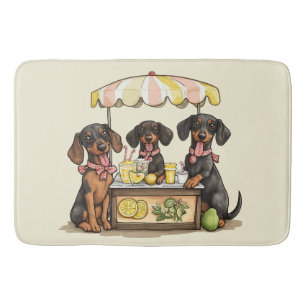 Dachshund Dogs Lemonade Stand Bath Mat