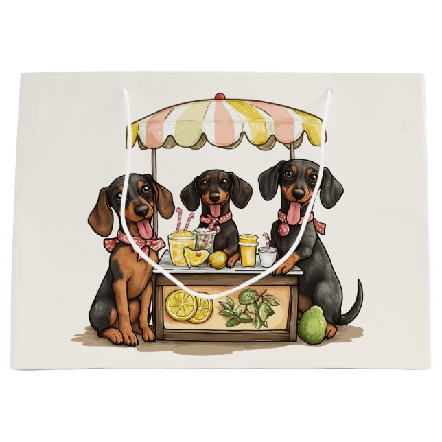 Dachshund Dogs Lemonade Stand Large Gift Bag (Front)