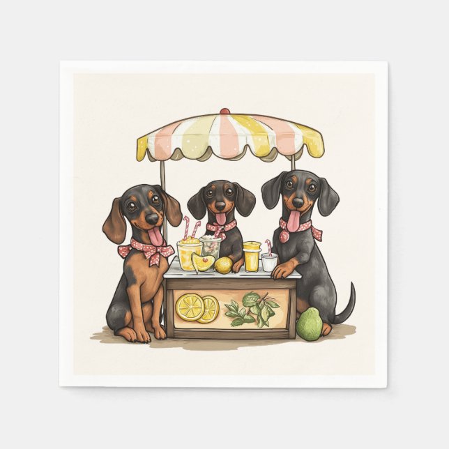 Dachshund Dogs Lemonade Stand Napkin (Front)