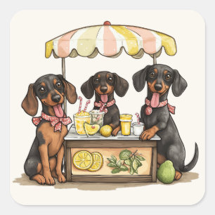 Dachshund Dogs Lemonade Stand Square Sticker