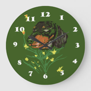 Dachshund Dogs Pattern Large Clock