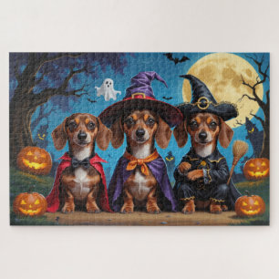 Dachshund Dogs Pumpkin Halloween Funny Jigsaw Puzzle