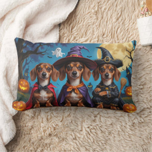 Dachshund Dogs Pumpkin Halloween Funny Lumbar Cushion