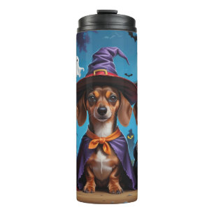 Dachshund Dogs Pumpkin Halloween Funny Thermal Tumbler