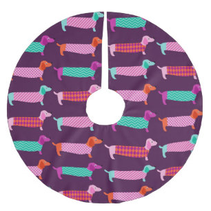 Dachshund Dogs: Seamless Cute Pattern. Brushed Polyester Tree Skirt