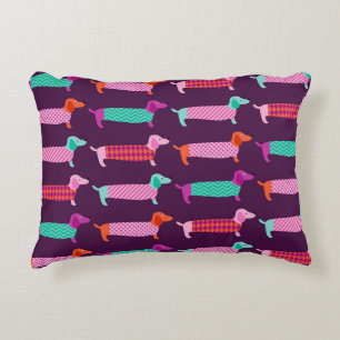 Dachshund Dogs: Seamless Cute Pattern. Decorative Cushion