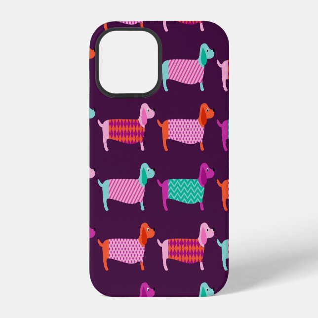 Dachshund Dogs: Seamless Cute Pattern. iPhone Case (Back)
