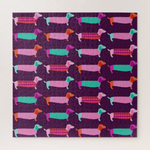 Dachshund Dogs: Seamless Cute Pattern. Jigsaw Puzzle