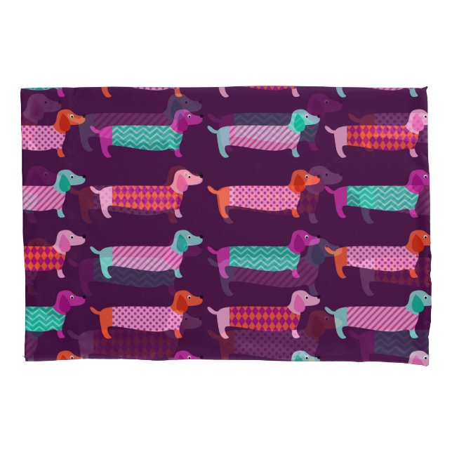 Dachshund Dogs: Seamless Cute Pattern. Pillowcase (Front)
