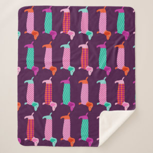 Dachshund Dogs: Seamless Cute Pattern. Sherpa Blanket