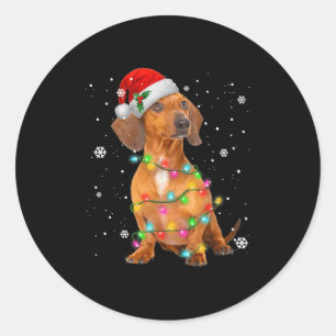 Dachshund Dogs Tree Christmas Sweater Xmas For Pet Classic Round Sticker