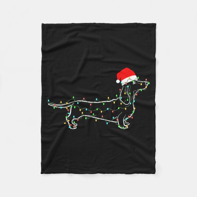 Dachshund Dogs Tree Christmas Sweater Xmas For Pet Fleece Blanket (Front)