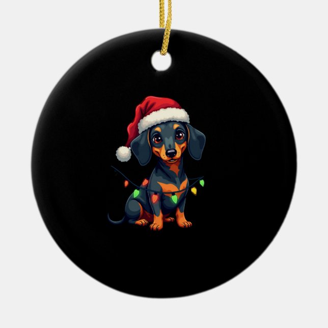 Dachshund Dogs Tree Christmas Sweater Xmas Gifts F Ceramic Tree Decoration (Front)