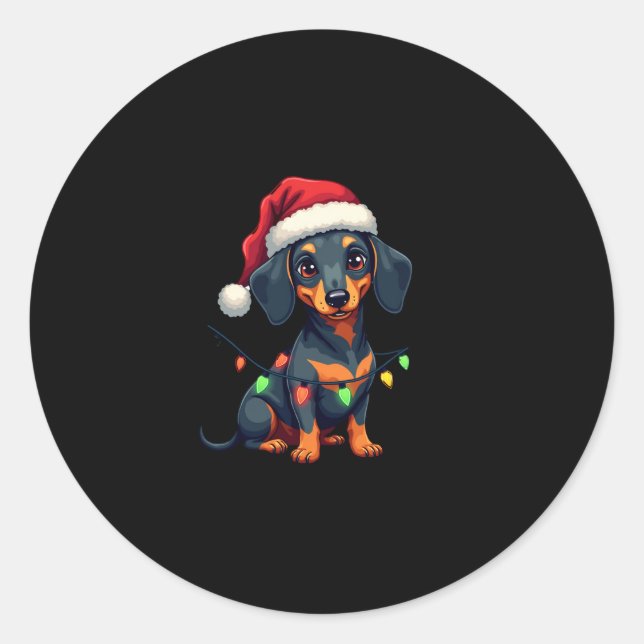 Dachshund Dogs Tree Christmas Sweater Xmas Gifts F Classic Round Sticker (Front)