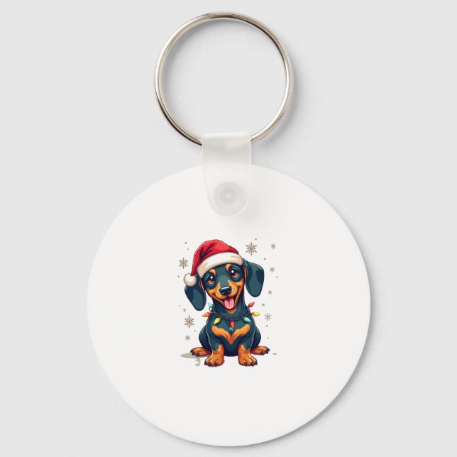 Dachshund Dogs Tree Christmas Sweater Xmas Gifts F Key Ring (Front)