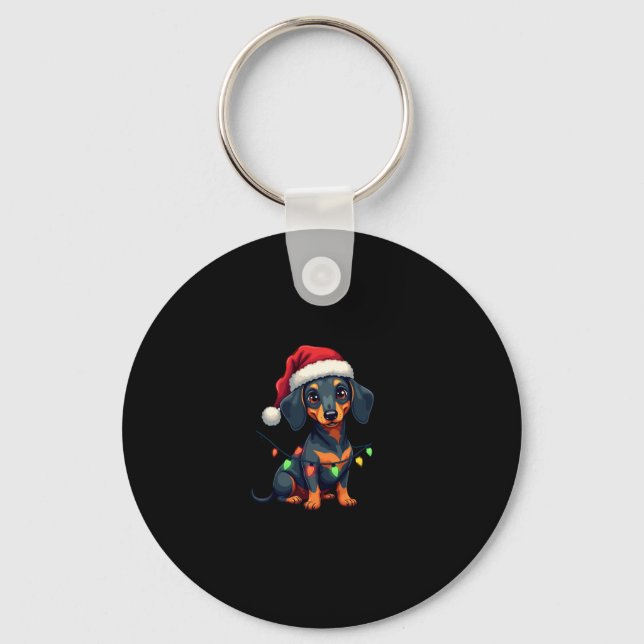 Dachshund Dogs Tree Christmas Sweater Xmas Gifts F Key Ring (Front)