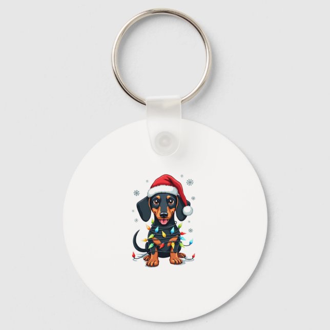 Dachshund Dogs Tree Christmas Sweater Xmas Gifts F Key Ring (Front)