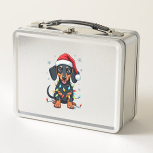 Dachshund Dogs Tree Christmas Sweater Xmas Gifts F Metal Lunch Box