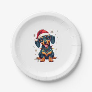 Dachshund Dogs Tree Christmas Sweater Xmas Gifts F Paper Plate
