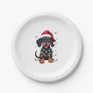 Dachshund Dogs Tree Christmas Sweater Xmas Gifts F Paper Plate