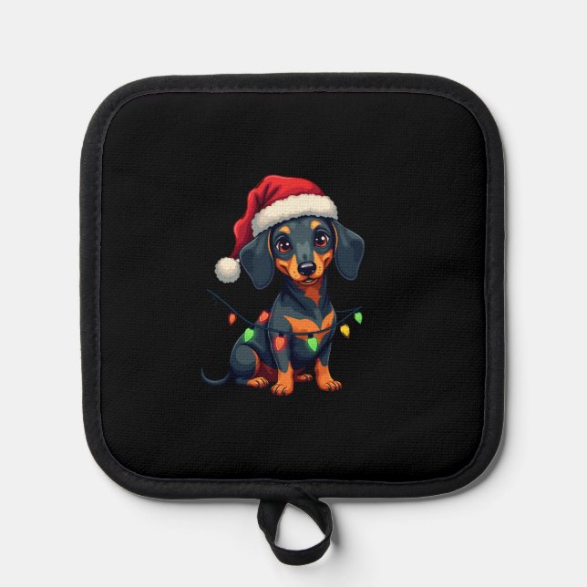 Dachshund Dogs Tree Christmas Sweater Xmas Gifts F Pot Holder (Front)