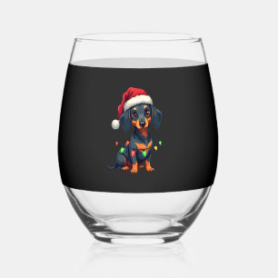 Dachshund Dogs Tree Christmas Sweater Xmas Gifts F Stemless Wine Glass
