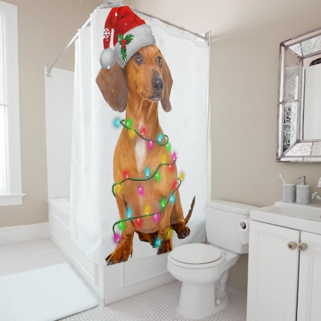 Dachshund Dogs Tree Christmas Sweater Xmas Gifts P Shower Curtain (In Situ)
