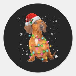 Dachshund Dogs Tree Christmas Xmas Gifts For Pet Classic Round Sticker