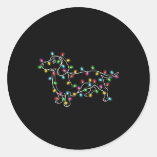 Dachshund Dogs Tree Christmas Xmas Gifts For Pet D Classic Round Sticker