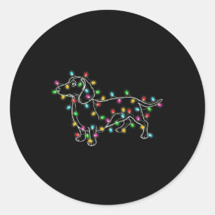 Dachshund Dogs Tree Christmas Xmas Gifts For Pet D Classic Round Sticker