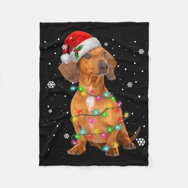 Dachshund Dogs Tree Christmas Xmas Gifts For Pet D Fleece Blanket (Front)