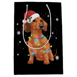 Dachshund Dogs Tree Christmas Xmas Pet Dog  Medium Gift Bag