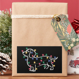 Dachshund Dogs Tree Christmas Xmas Pet Dog  Rectangular Sticker