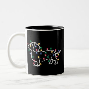 Dachshund Dogs Tree Christmas Xmas Pet Dog  Two-Tone Coffee Mug