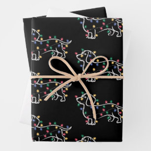 Dachshund Dogs Tree Christmas Xmas Pet Dog Wrapping Paper Sheet