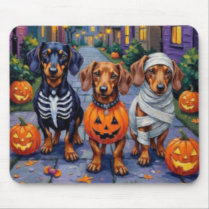 Dachshund Dogs Trick-or-Treating in Halloween Mouse Mat