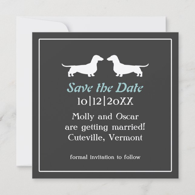 Dachshund Dogs Wedding Save the Date Invitation (Front)