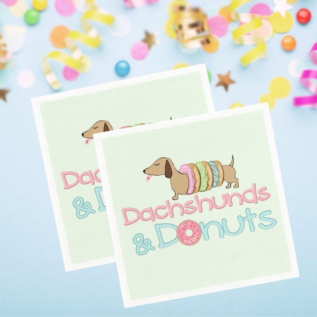 Dachshund & Doughnuts Birthday Baby Shower Party  Napkin (Dachshund & Donuts Birthday Party Baby Shower Napkins)