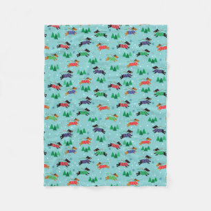 Dachshund Doxie Dog Christmas Holiday Fleece Blanket