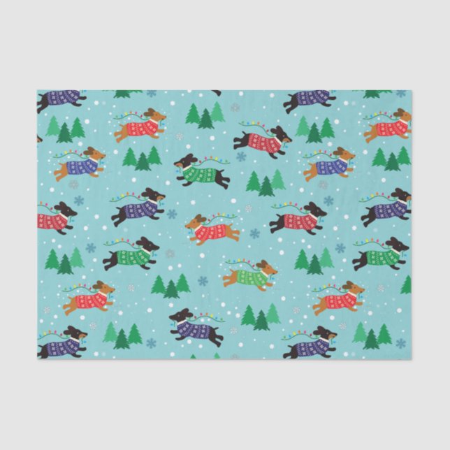 Dachshund Doxie Dog Christmas Holiday Tissue Paper (Front)