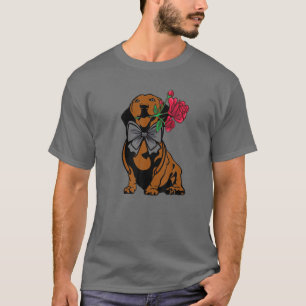 Dachshund Doxie Mum Dad With Rose Flower A Dachshu T-Shirt