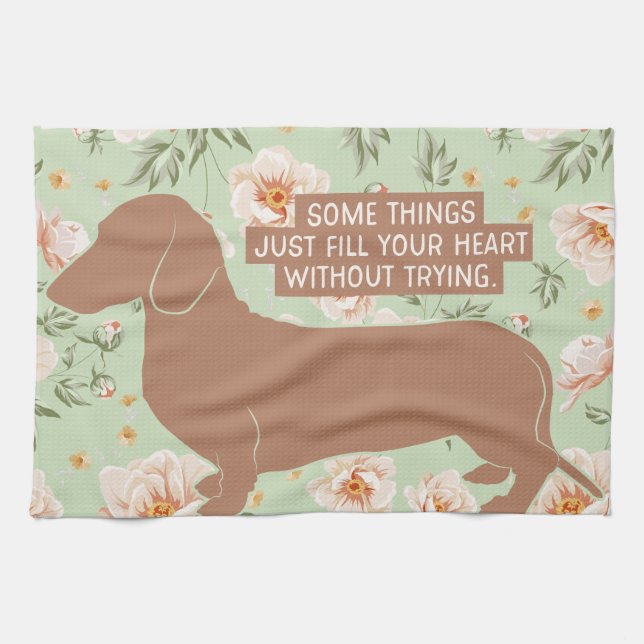 Dachshund Doxie Teckel Lover Illustration Quote Tea Towel (Horizontal)