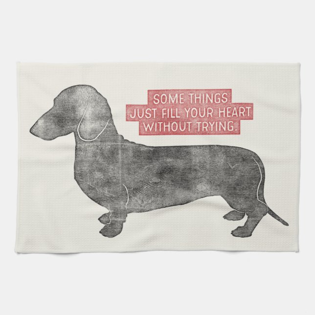 Dachshund Doxie Teckel Lover Illustration Quote Tea Towel (Horizontal)