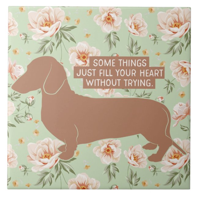 Dachshund Doxie Teckel Lover Illustration Quote Tile (Front)